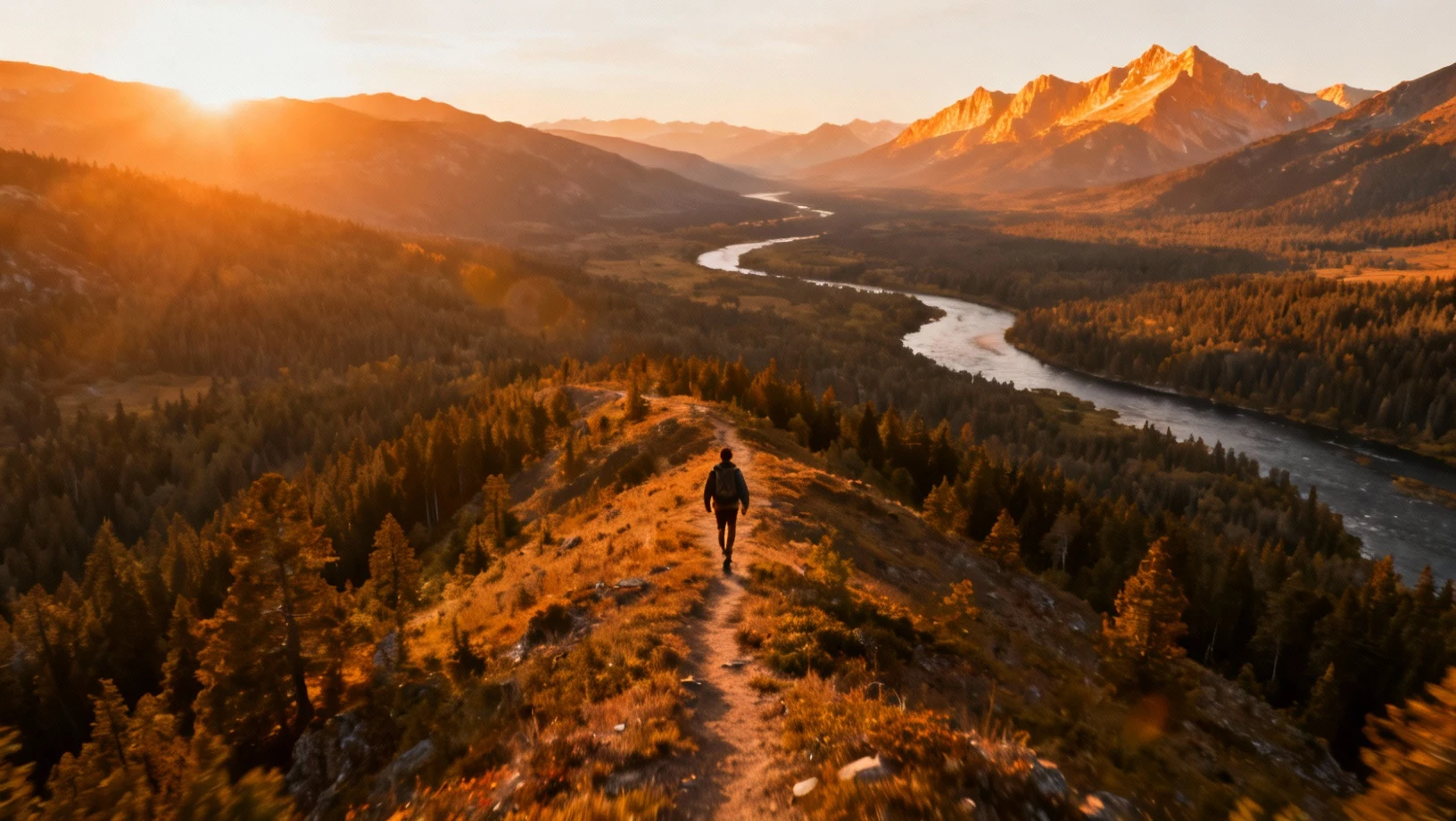Sentier de randonnee a travers un paysage sauvage